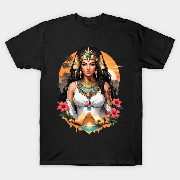 Cleopatra Queen of Egypt retro vintage floral design T-Shirt by Neon City Bazaar